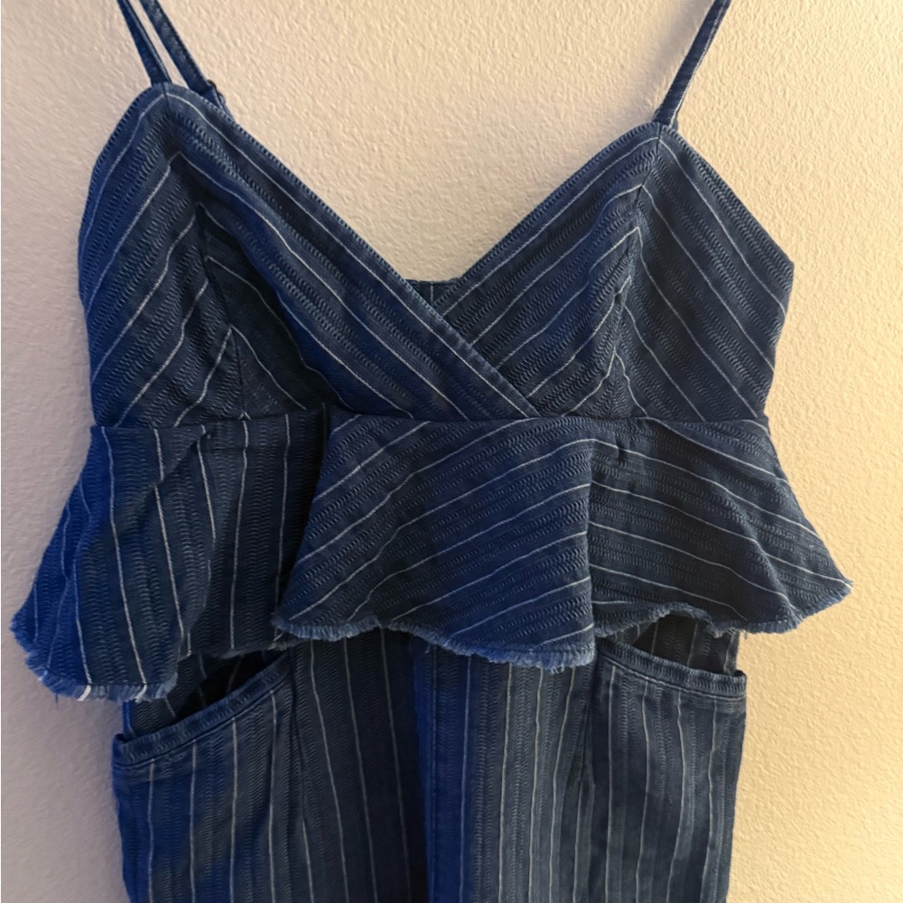 ETT:TWA by Anthropologie Navy Pinstripe Jumpsuit - Size XS - Picture 2 of 13